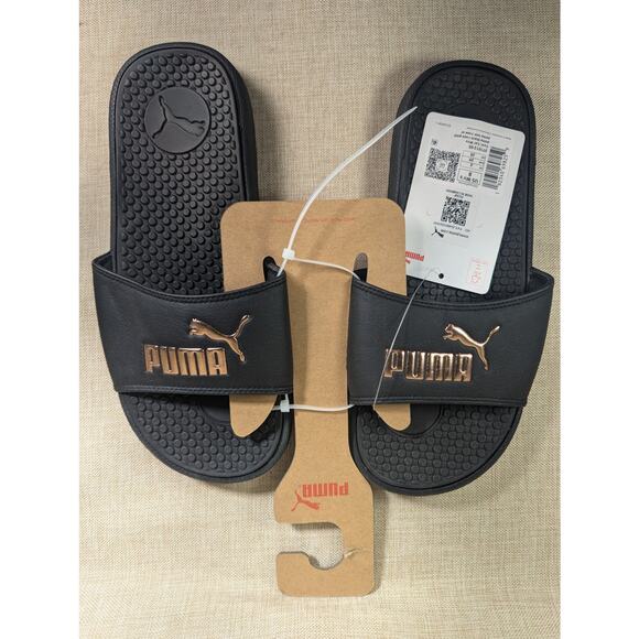 Pump Slides Gold & Black sz 8 NWT - Picture 2 of 4